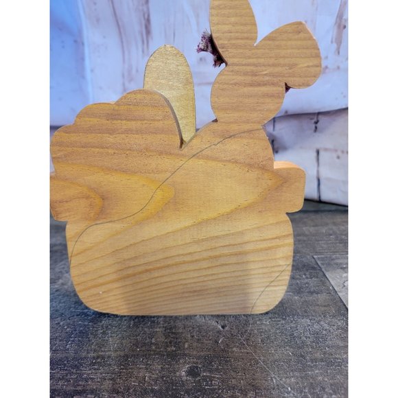 Wooden Easter Decor happy hop in Easter Bunny basket egg heart - Picture 5 of 5